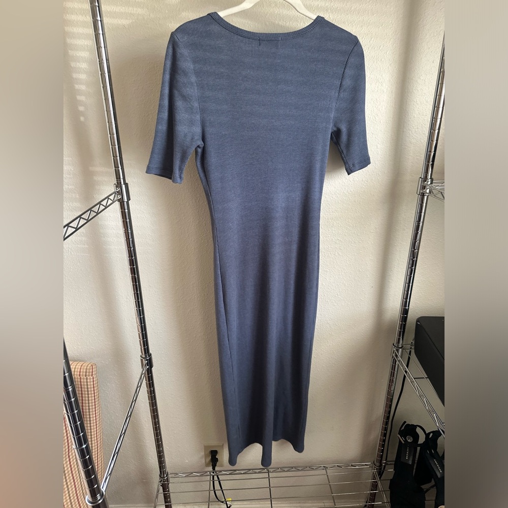 ANTHROPOLOGIE t.la Blue Ribbed Button-Down Dress. - Picture 2 of 8